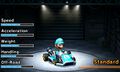 Cyan Luigi on Standard Kart in menu
